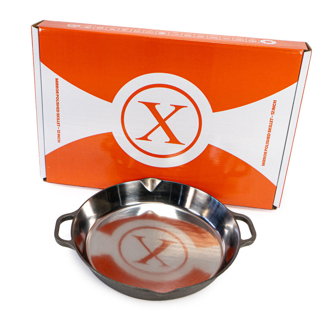 Hand Polished 12" Double-handle Cast Iron Skillet - X002