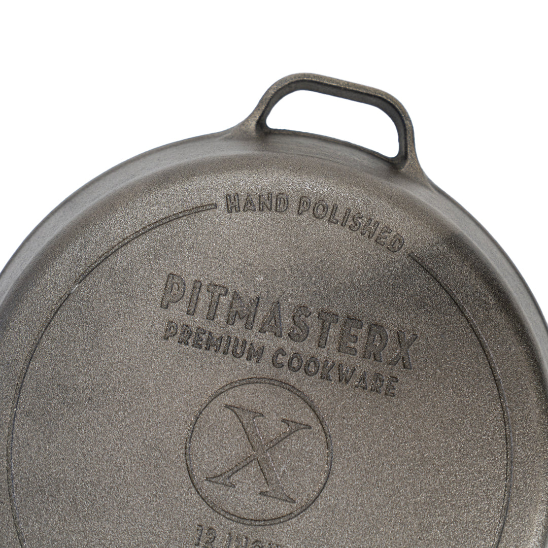 Hand Polished 12" Double-handle Cast Iron Skillet - X002